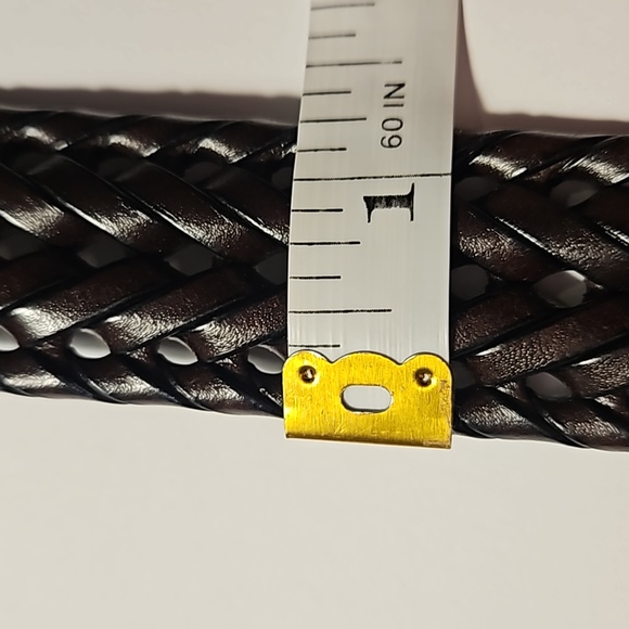 Fossil | Men's Classic Brown Woven Roller Leather Silver Tone Buckle Belt Sz 38 - Picture 13 of 13